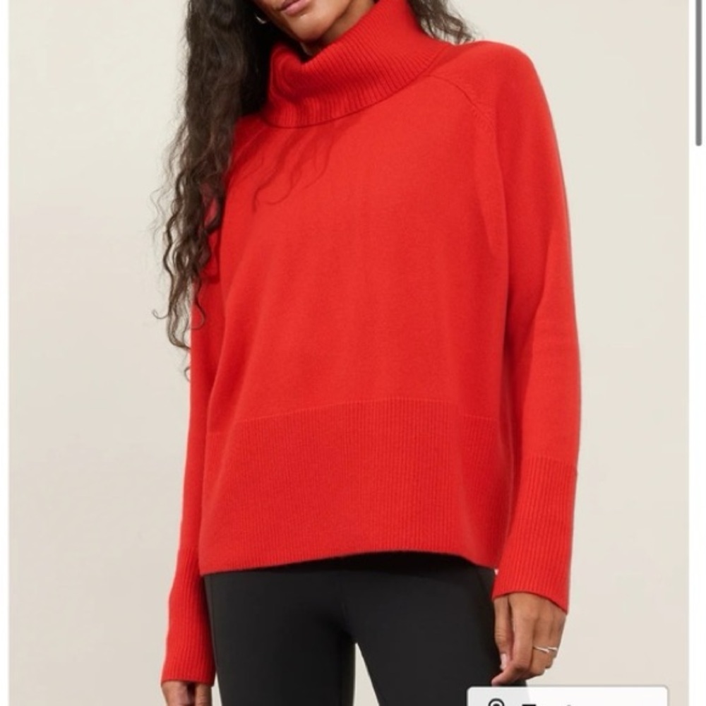 Athleta Alpine Red Merino Wool Cashmere Turtleneck Sweater